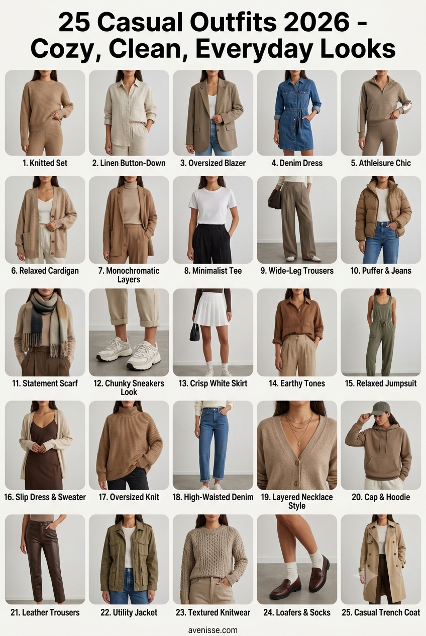 25 Casual Outfits 2026 - Cozy, Clean, Everyday Looks
