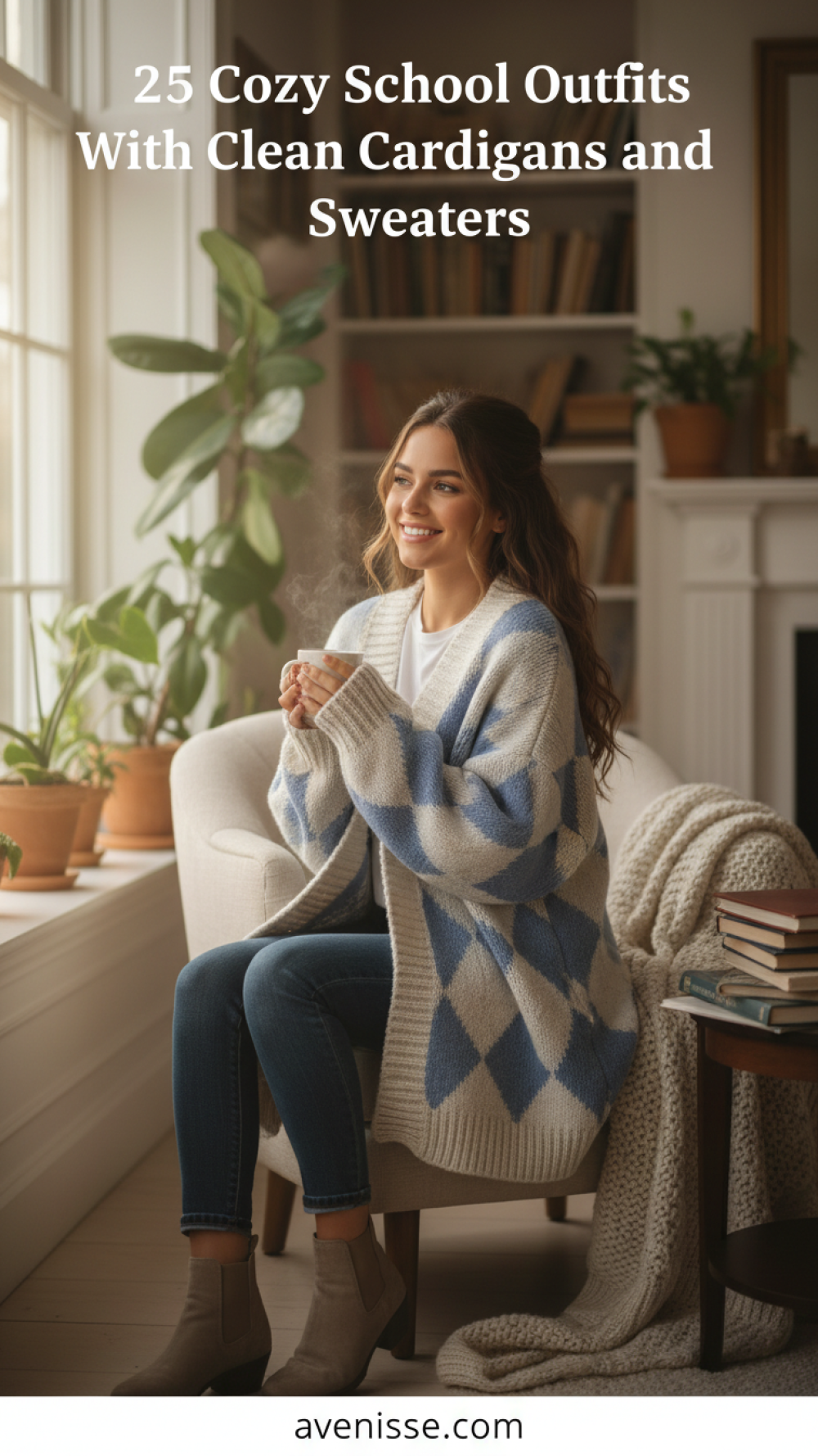 25 Cozy School Outfits With Clean Cardigans and Sweaters