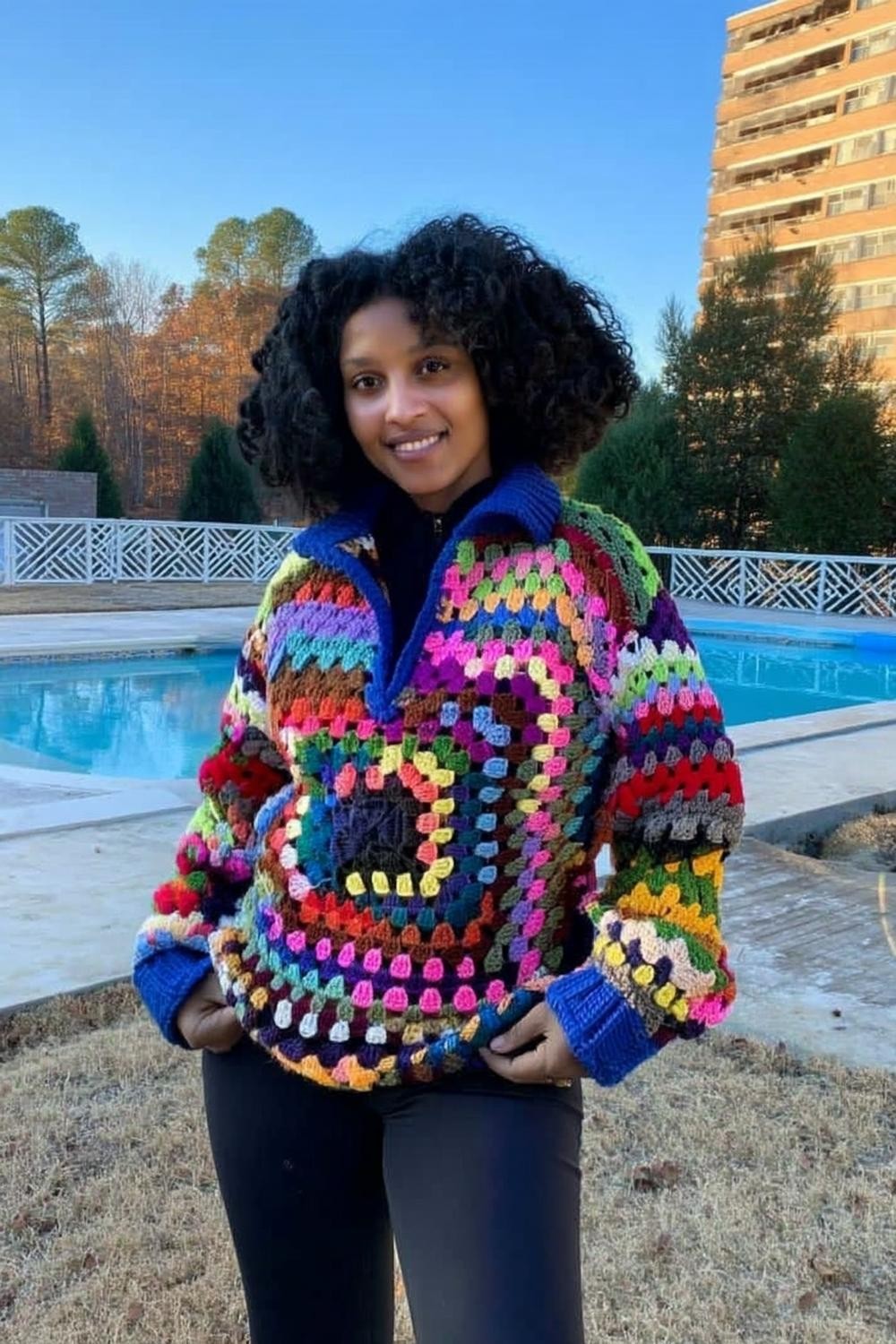 Psychedelic Granny Square Bomber