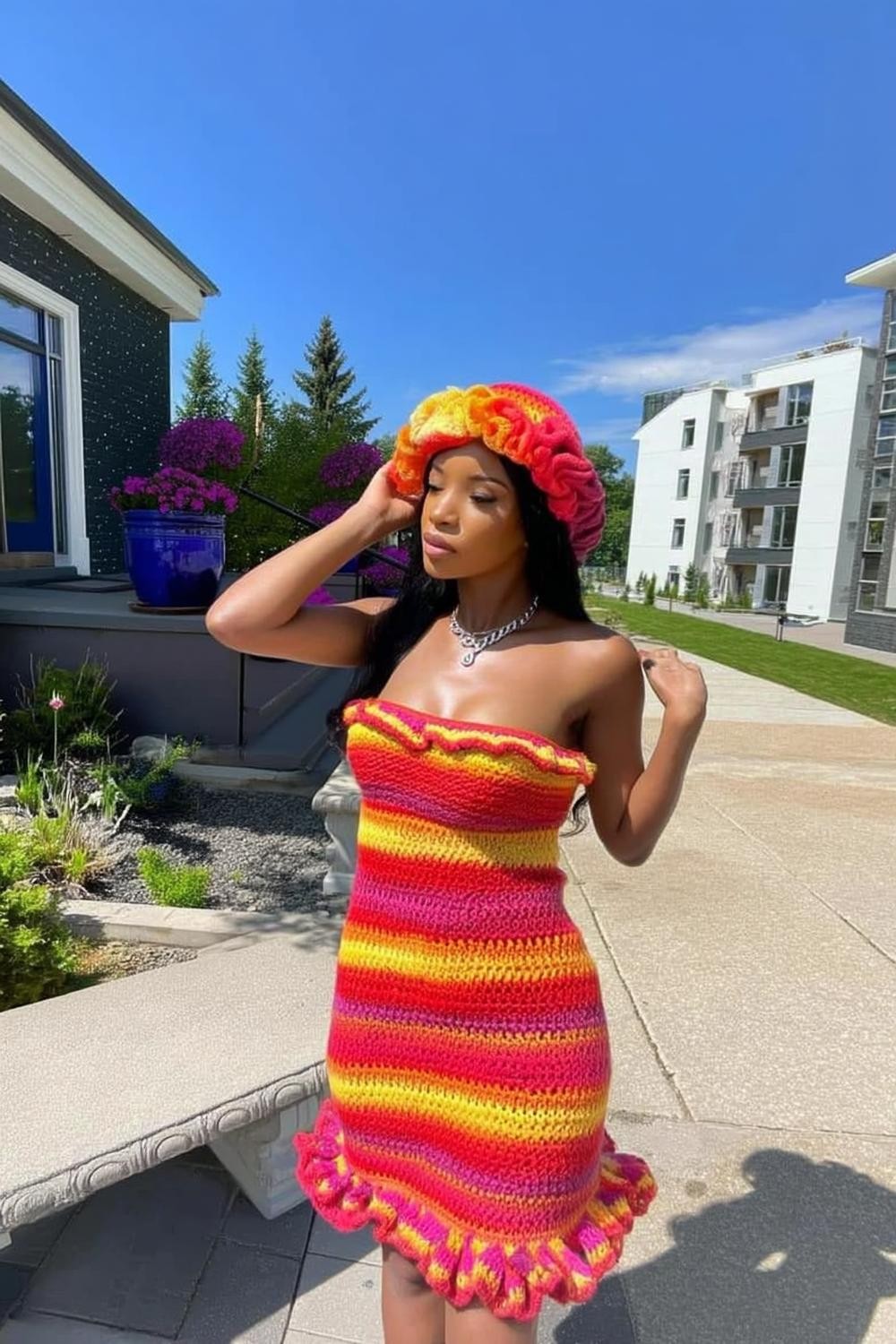 Vibrant Rainbow Tube Dress
