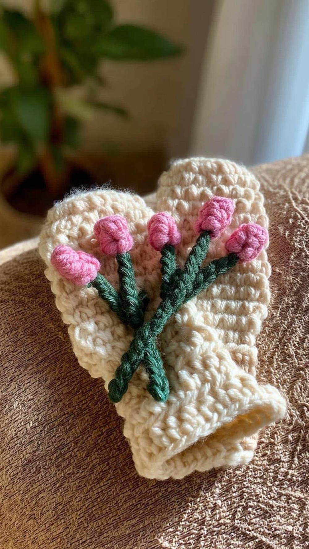 Floral Fingerless Mittens