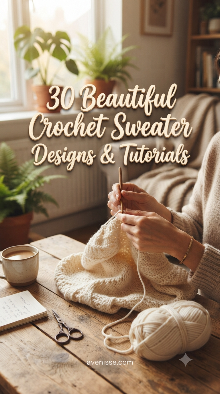 30 Beautiful Crochet Sweater Designs & Tutorials
