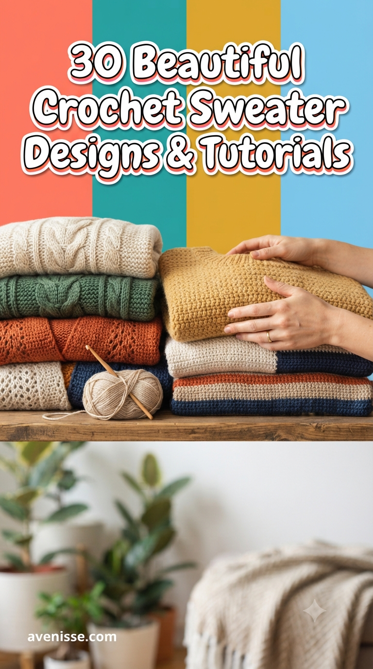 30 Beautiful Crochet Sweater Designs & Tutorials