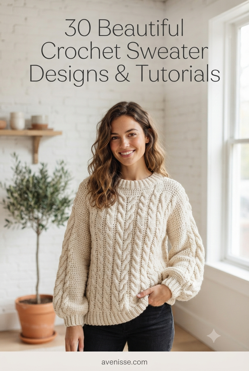 30 Beautiful Crochet Sweater Designs & Tutorials