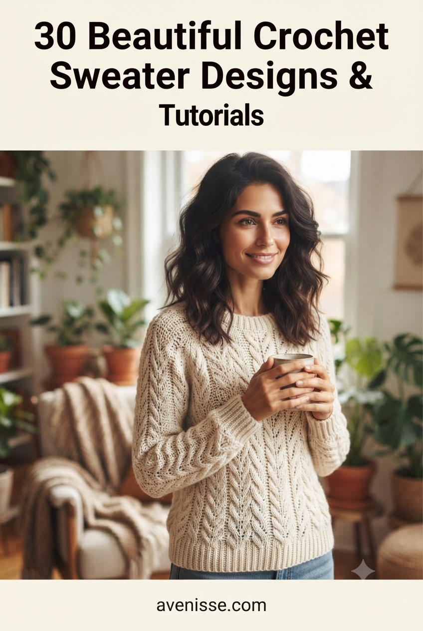 30 Beautiful Crochet Sweater Designs & Tutorials