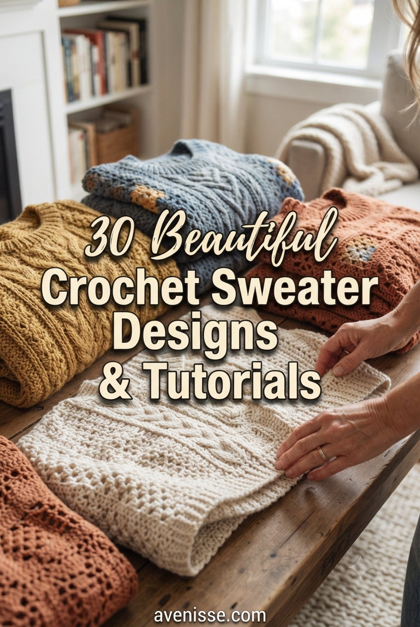 30 Beautiful Crochet Sweater Designs & Tutorials
