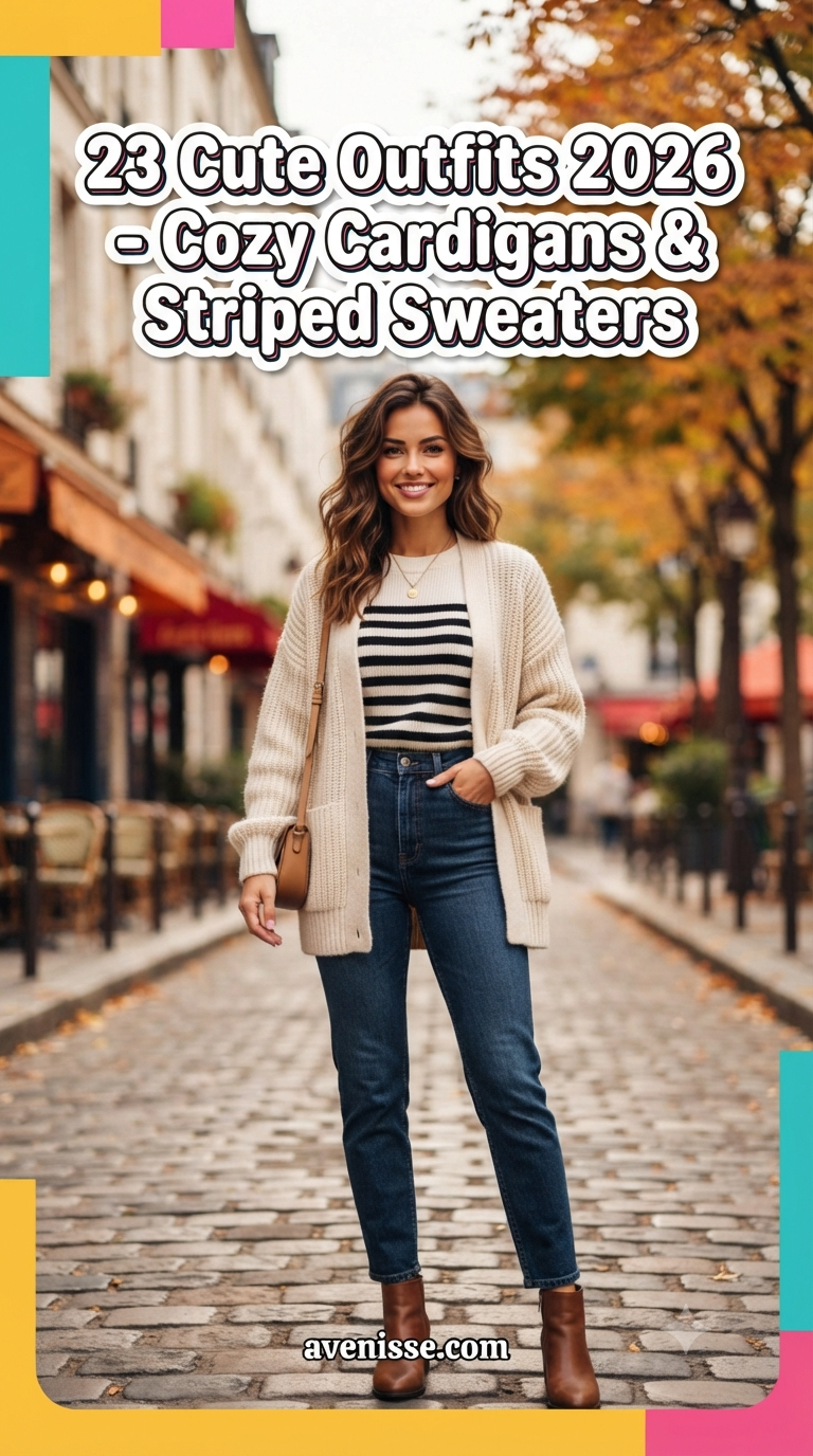 23 Cute Outfits 2026 - Cozy Cardigans & Striped Sweaters