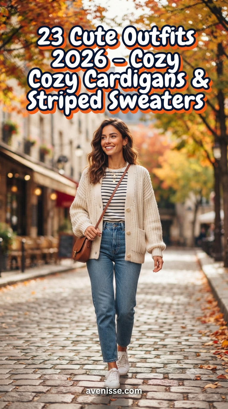 23 Cute Outfits 2026 - Cozy Cardigans & Striped Sweaters