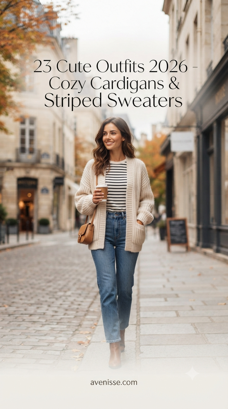 23 Cute Outfits 2026 - Cozy Cardigans & Striped Sweaters