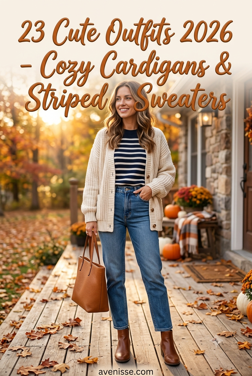 23 Cute Outfits 2026 - Cozy Cardigans & Striped Sweaters