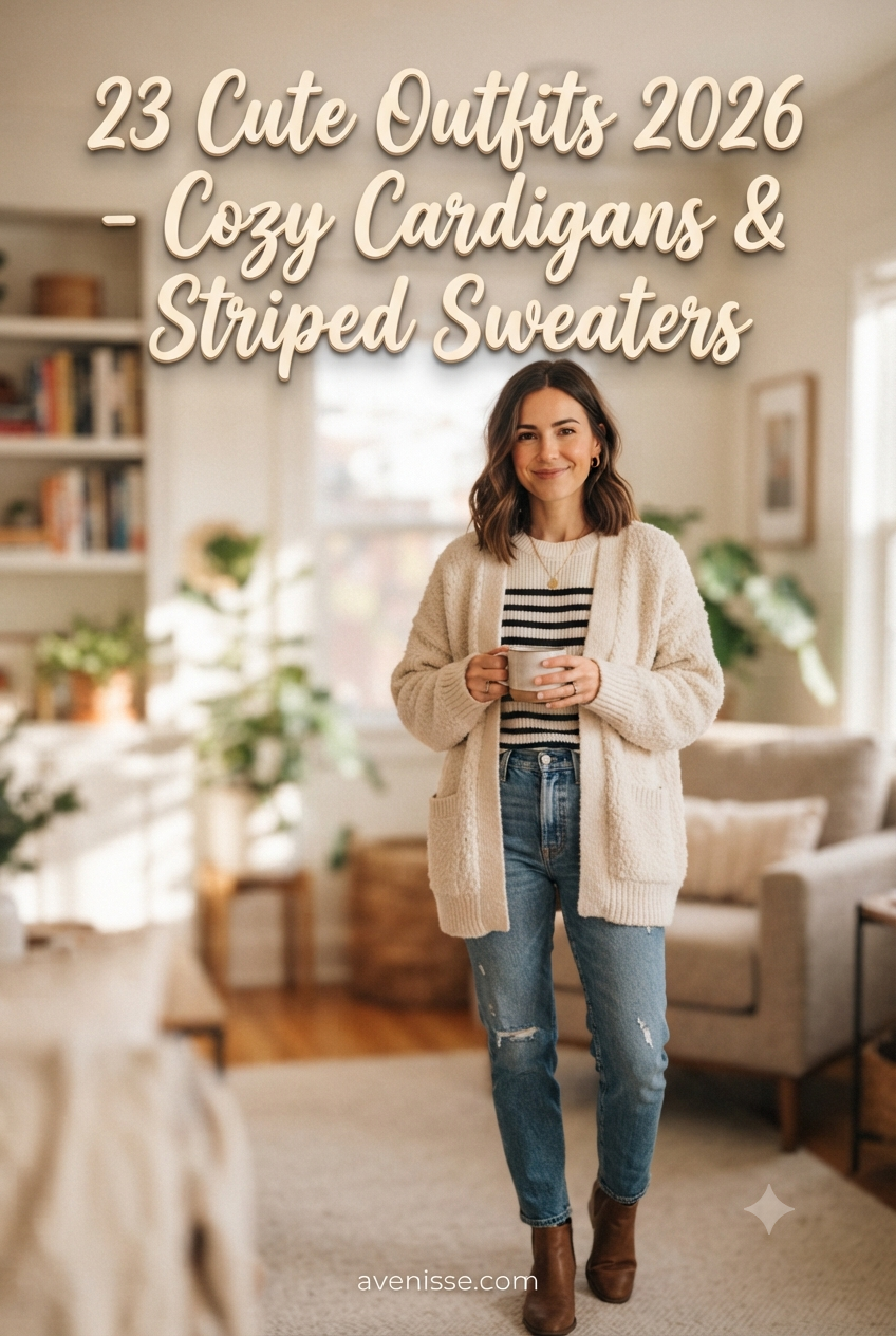 23 Cute Outfits 2026 - Cozy Cardigans & Striped Sweaters