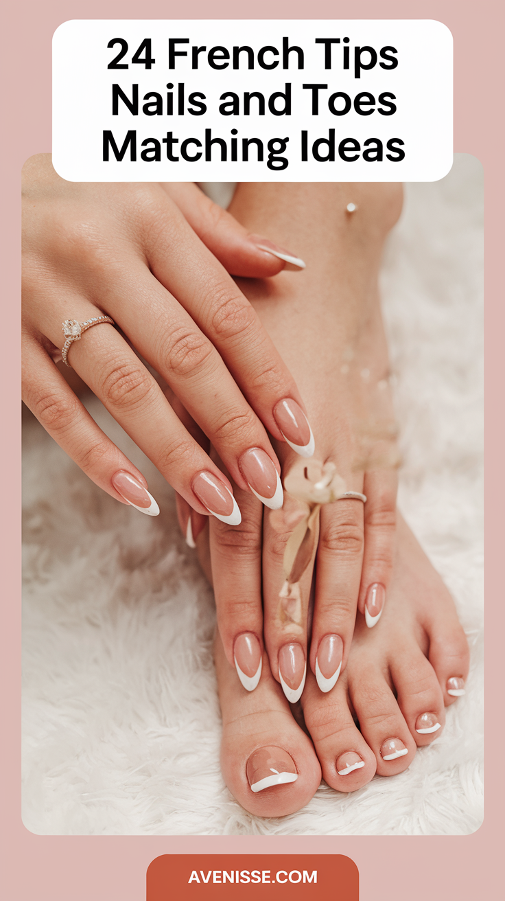 24 French Tips Nails and Toes Matching Ideas