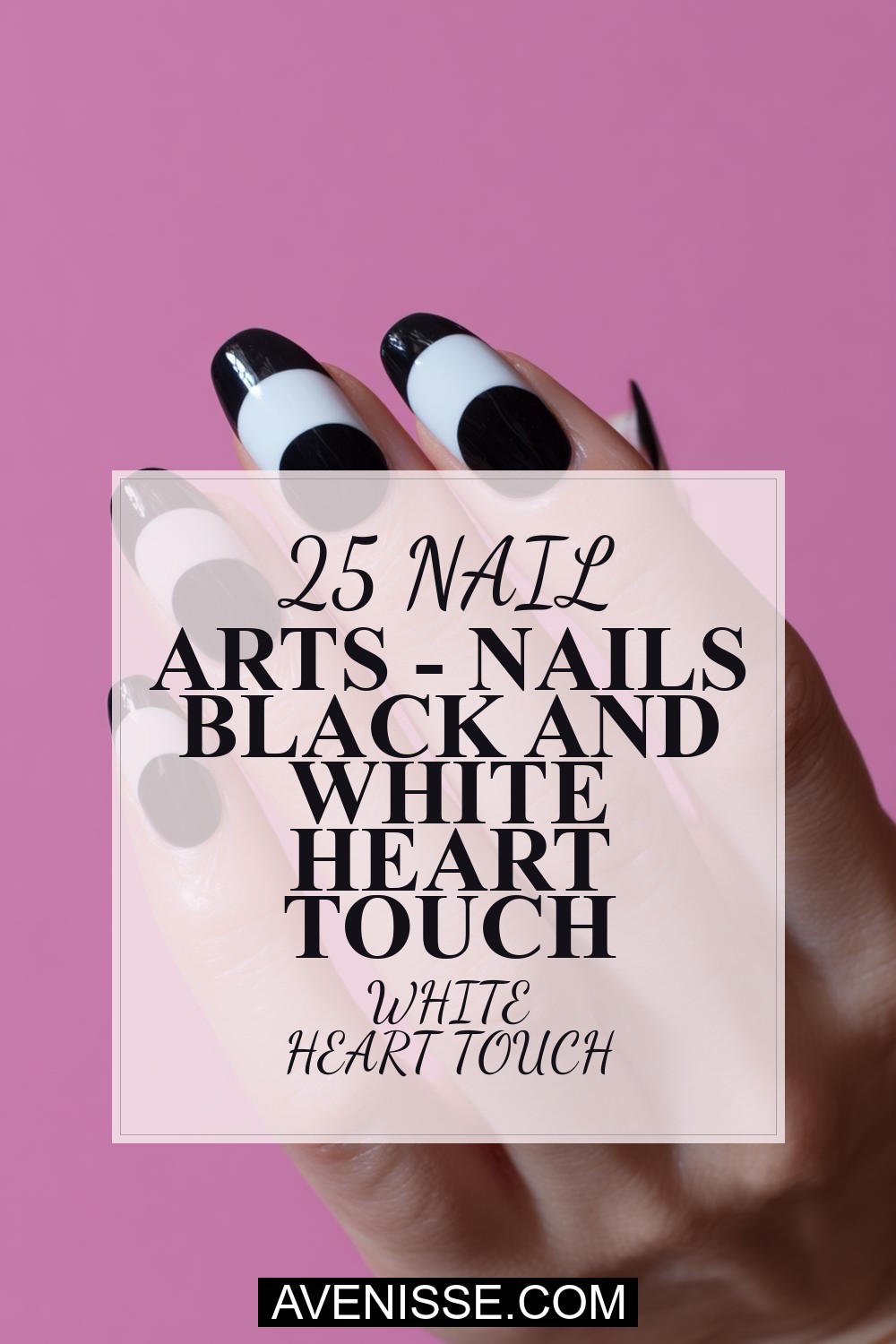 Nail Arts - Nails Black And White Heart Touch