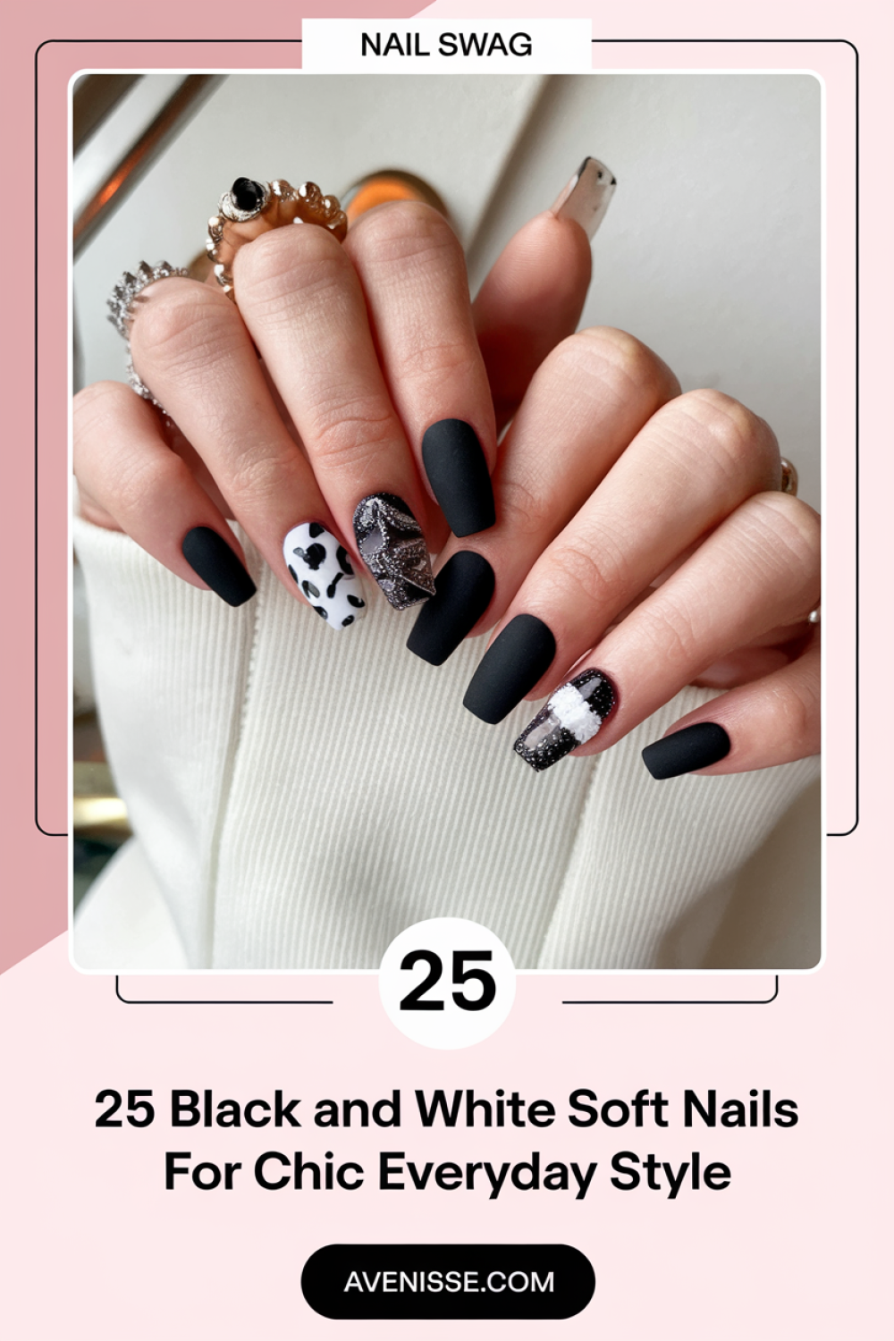 25 Black and White Soft Nails for Chic Everyday Style