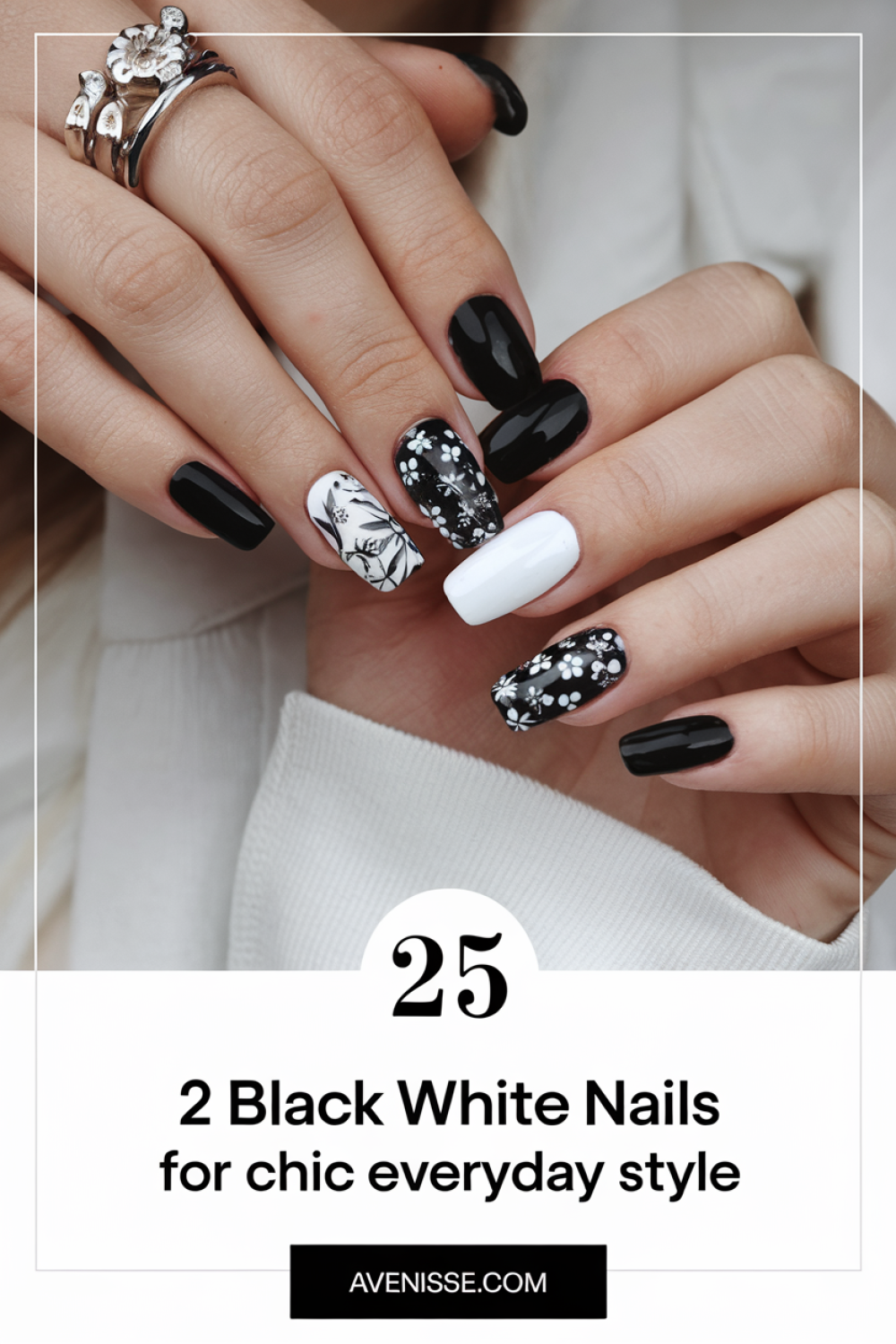 25 Black White Nails for Chic Everyday Style