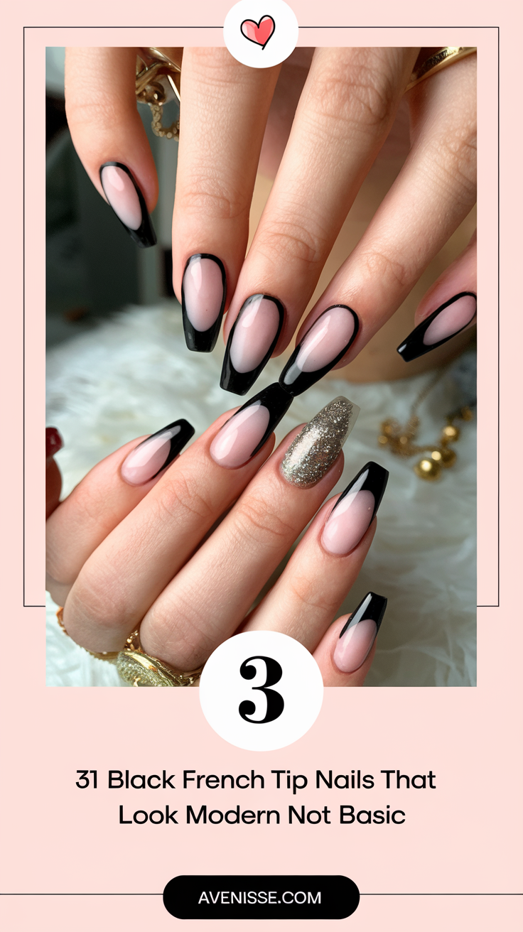 31 Black French Tip Nails That Look Modern Not Basic