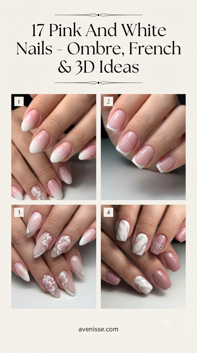17 Pink And White Nails - Ombre, French & 3D Ideas