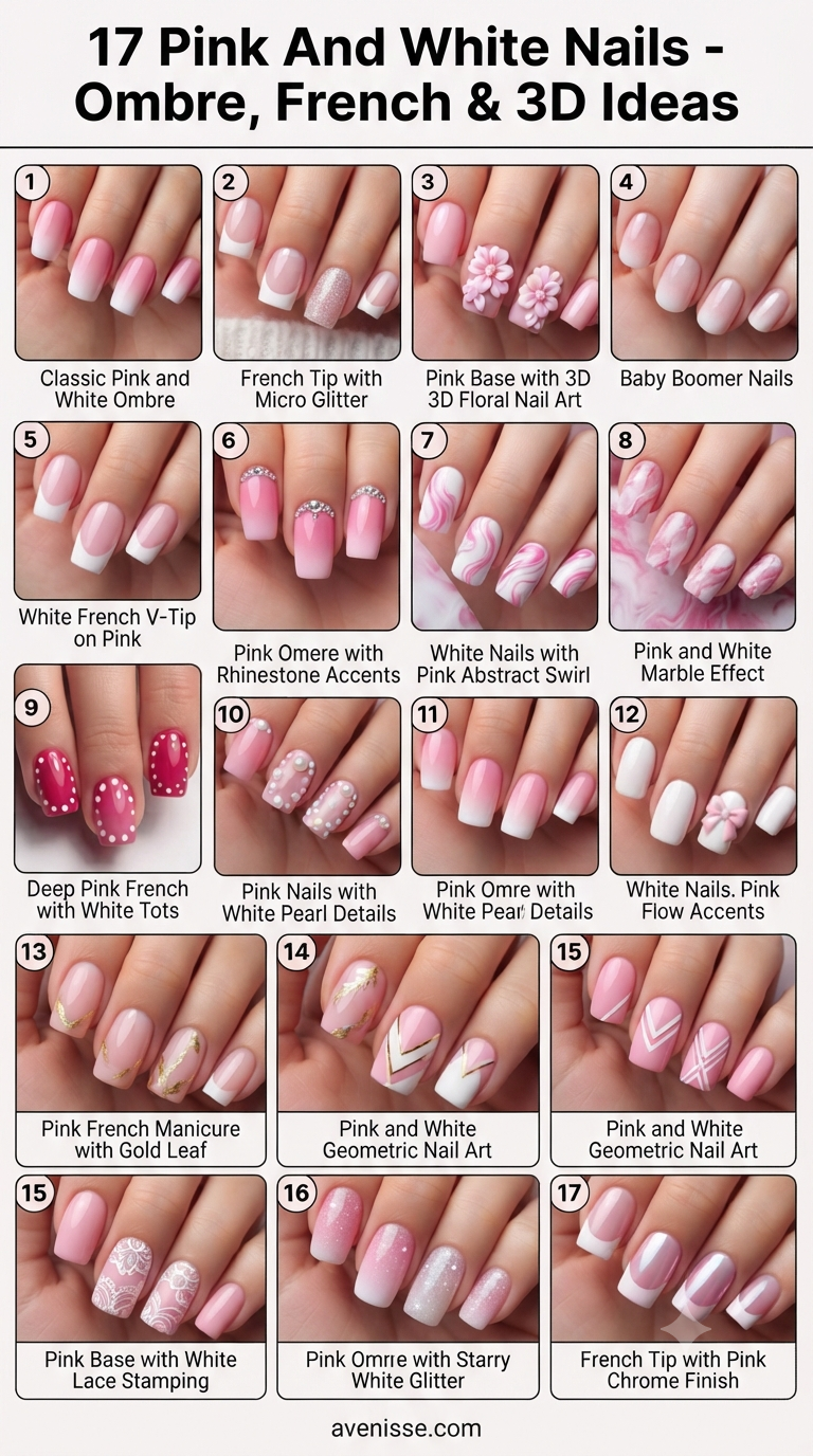 17 Pink And White Nails - Ombre, French & 3D Ideas
