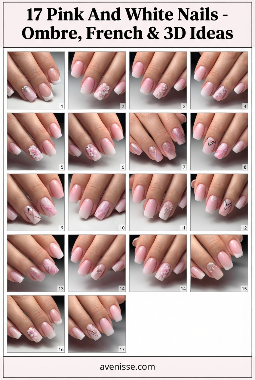 17 Pink And White Nails - Ombre, French & 3D Ideas