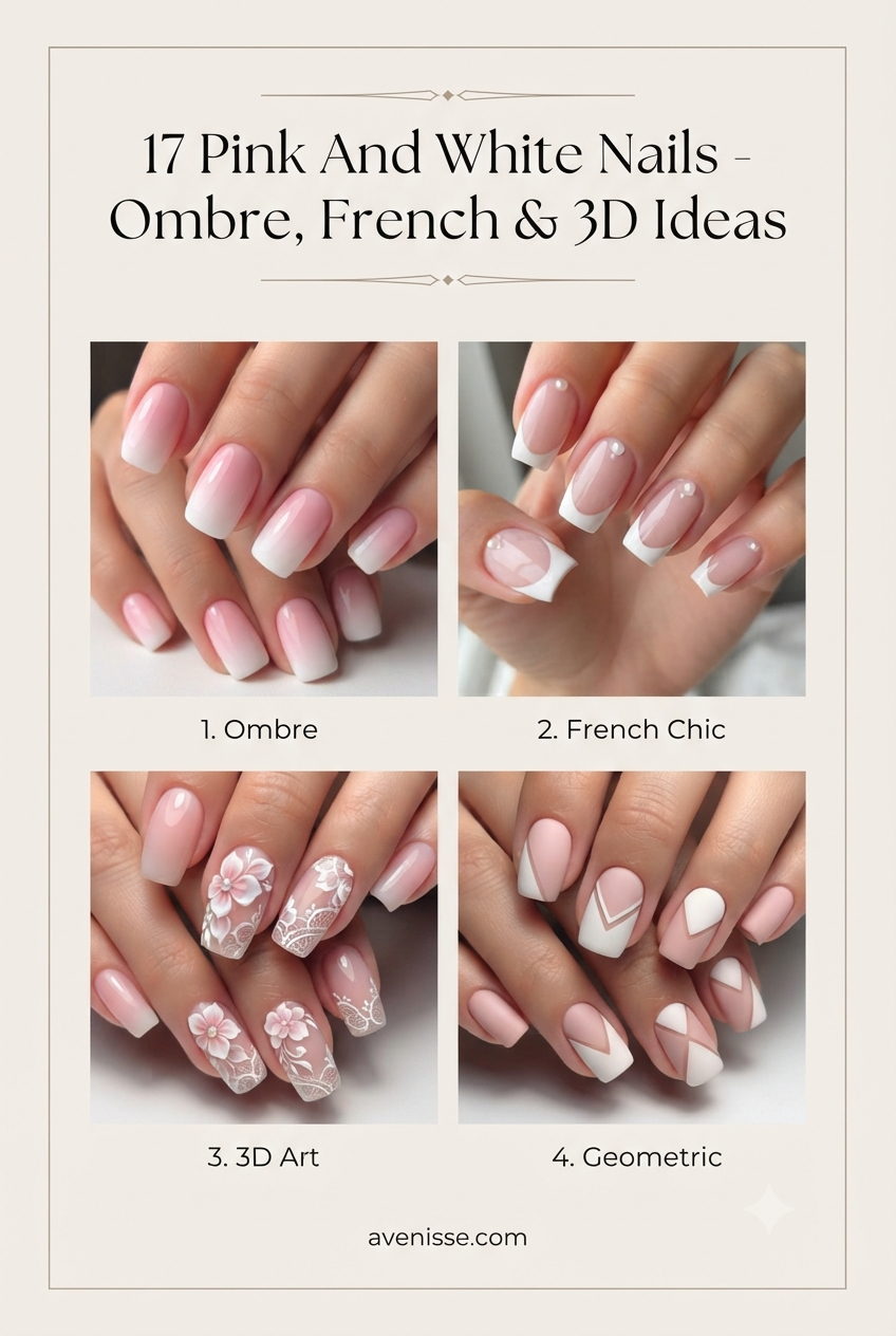 17 Pink And White Nails - Ombre, French & 3D Ideas