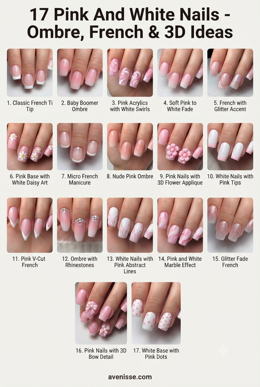 17 Pink And White Nails - Ombre, French & 3D Ideas