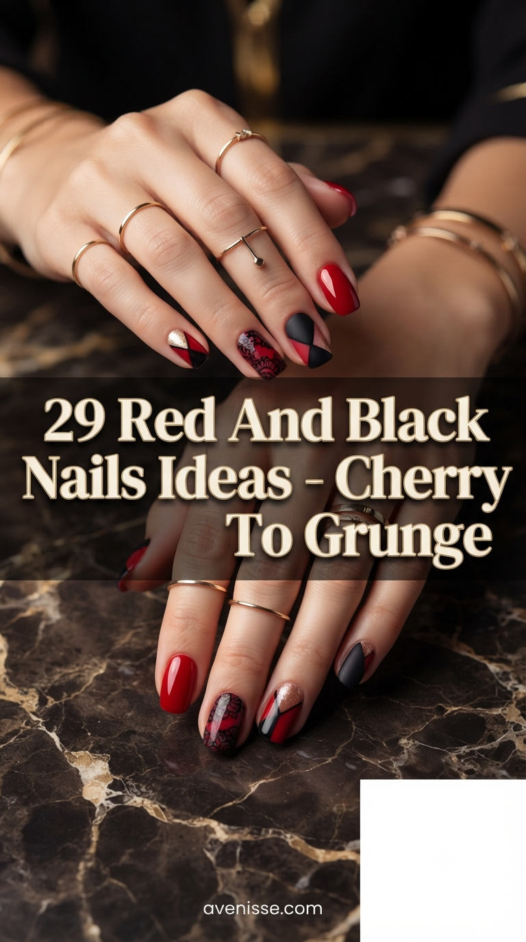 29 Red And Black Nails Ideas - Cherry To Grunge