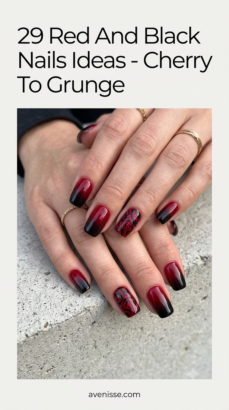 29 Red And Black Nails Ideas - Cherry To Grunge