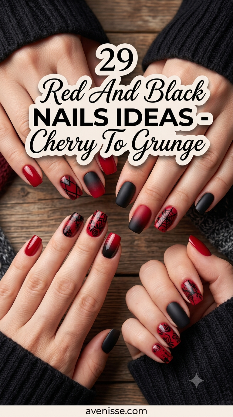 29 Red And Black Nails Ideas - Cherry To Grunge