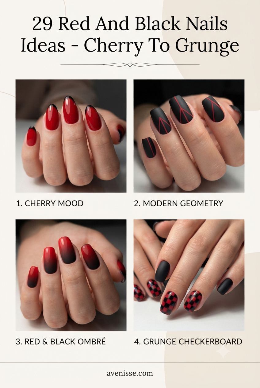29 Red And Black Nails Ideas - Cherry To Grunge
