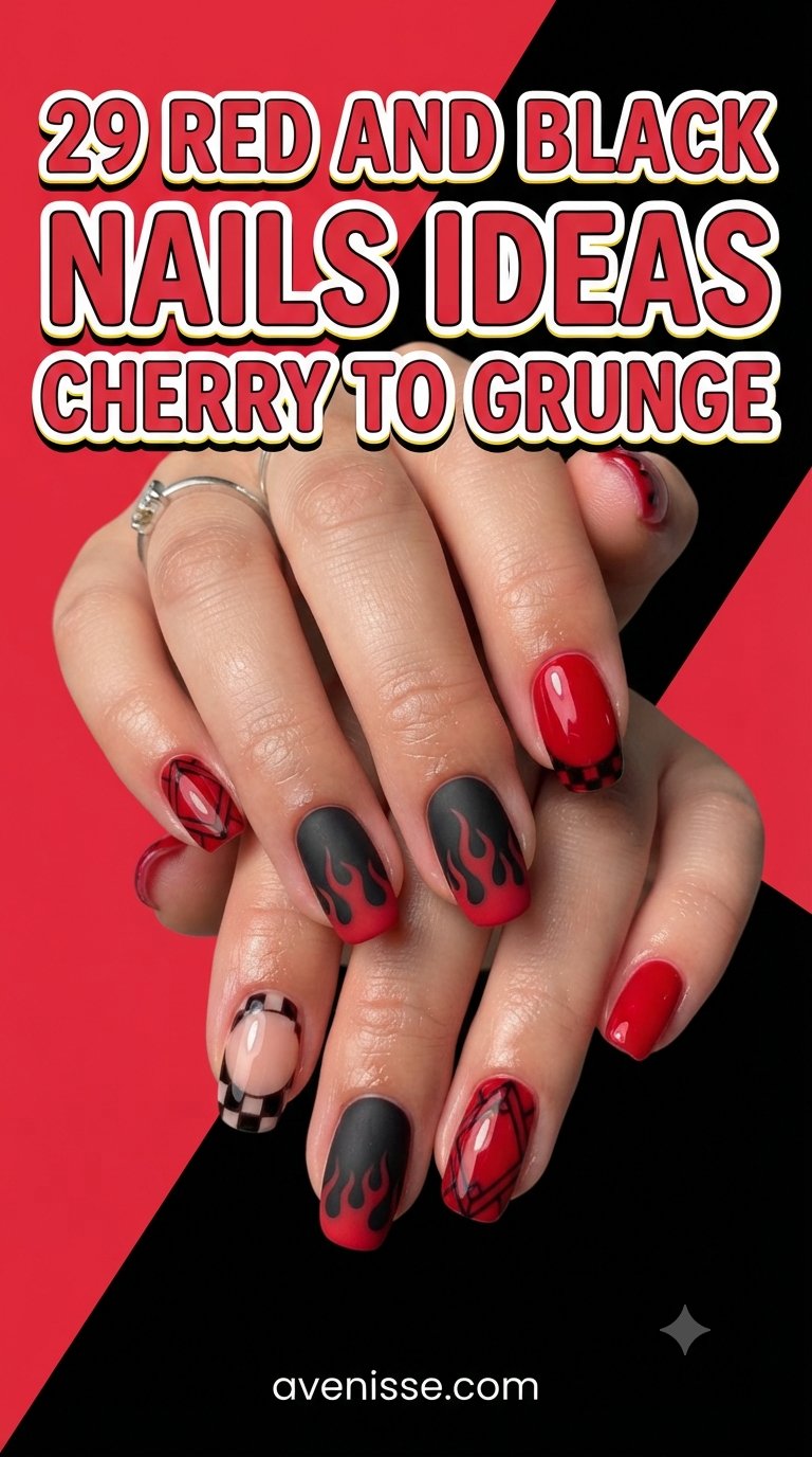 29 Red And Black Nails Ideas - Cherry To Grunge