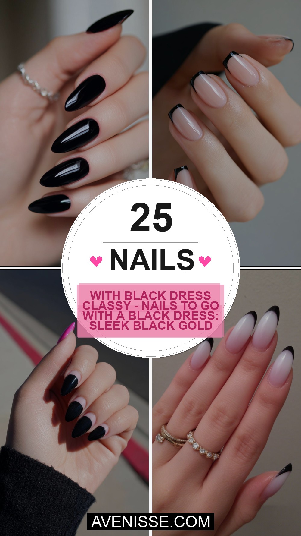 Nails With Black Dress Classy - Nails To Go With A Black Dress: Sleek Black Gold