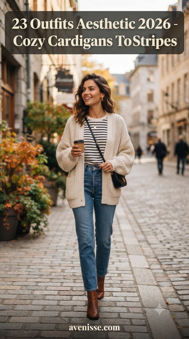 23 Outfits Aesthetic 2026 - Cozy Cardigans To Stripes