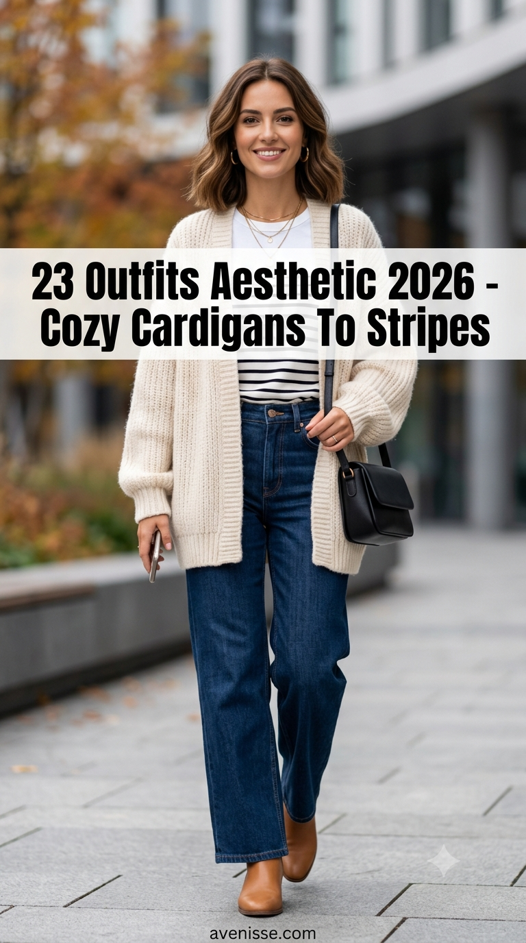 23 Outfits Aesthetic 2026 - Cozy Cardigans To Stripes