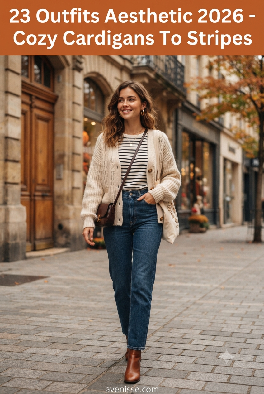 23 Outfits Aesthetic 2026 - Cozy Cardigans To Stripes