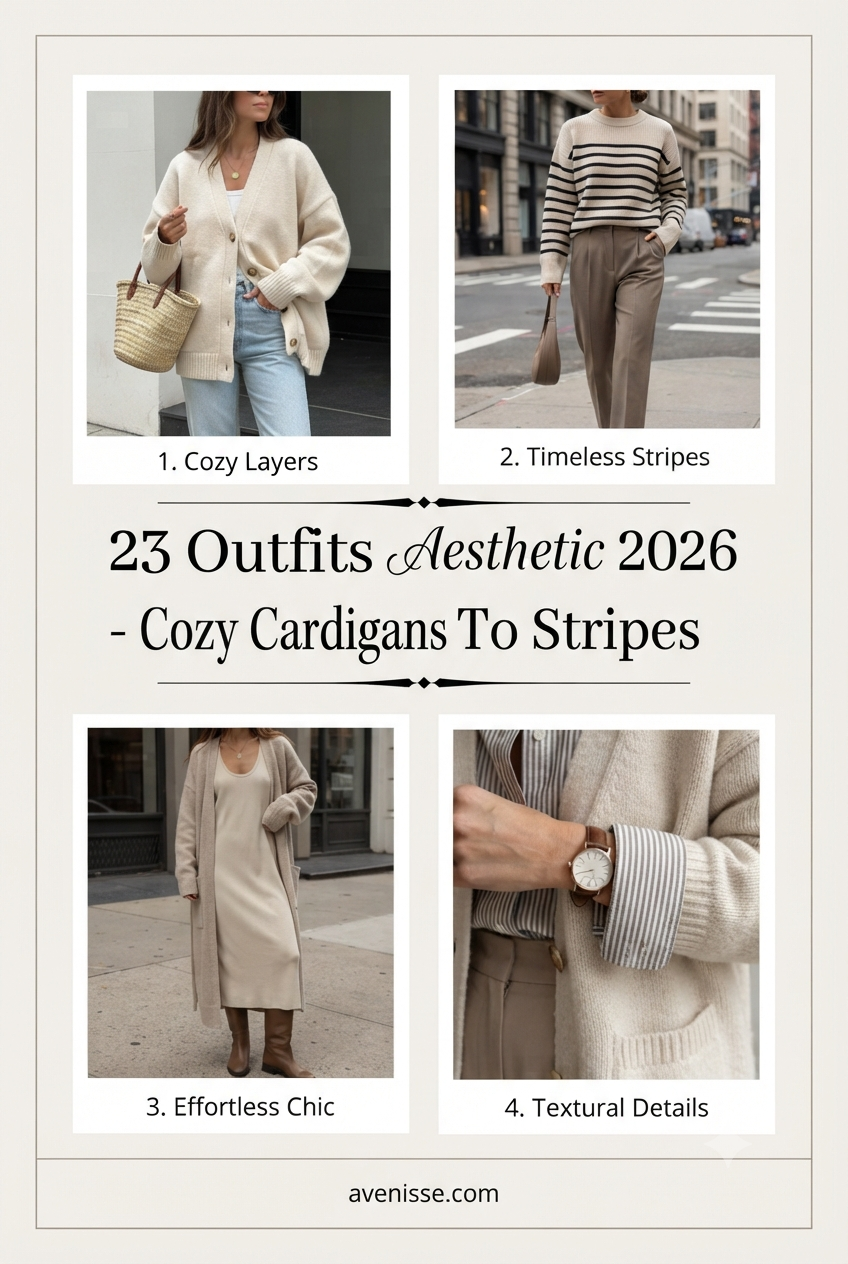 23 Outfits Aesthetic 2026 - Cozy Cardigans To Stripes
