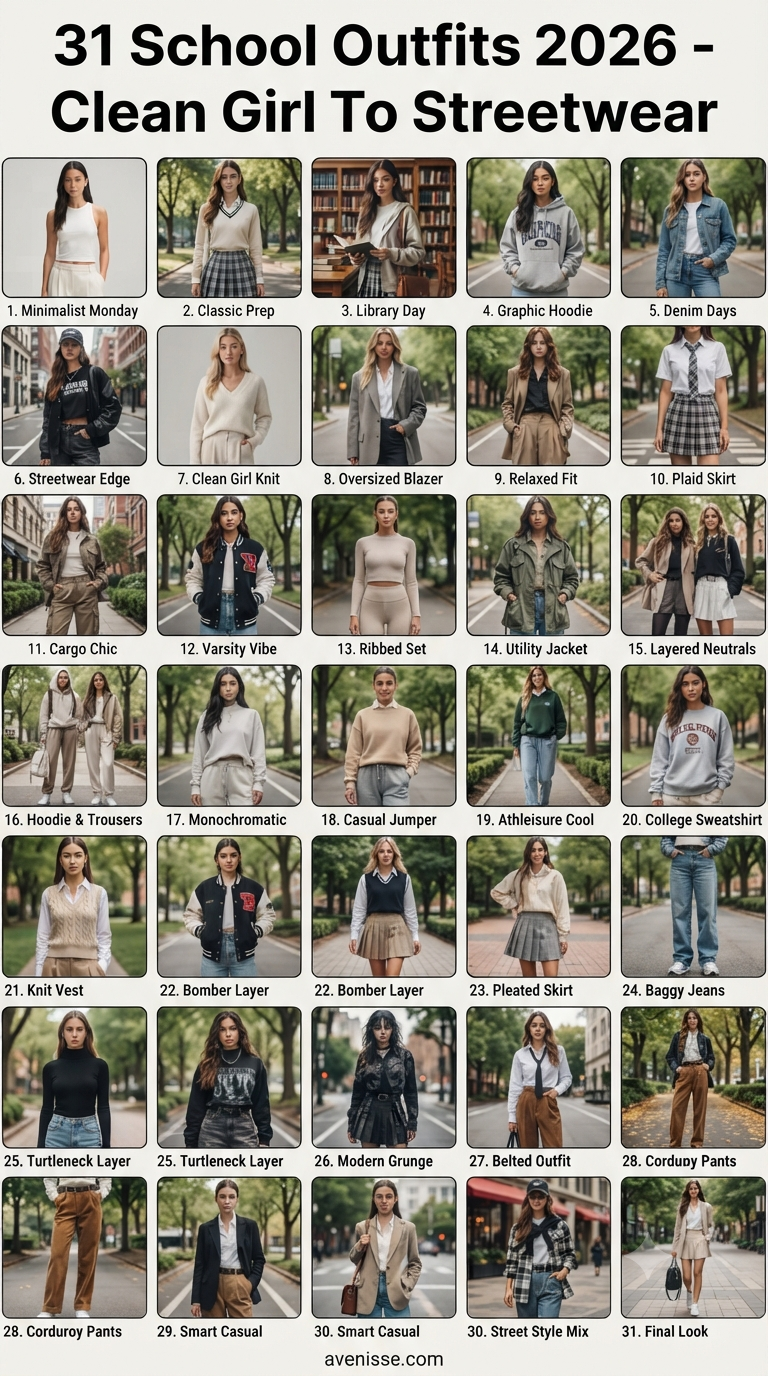 31 School Outfits 2026 - Clean Girl To Streetwear