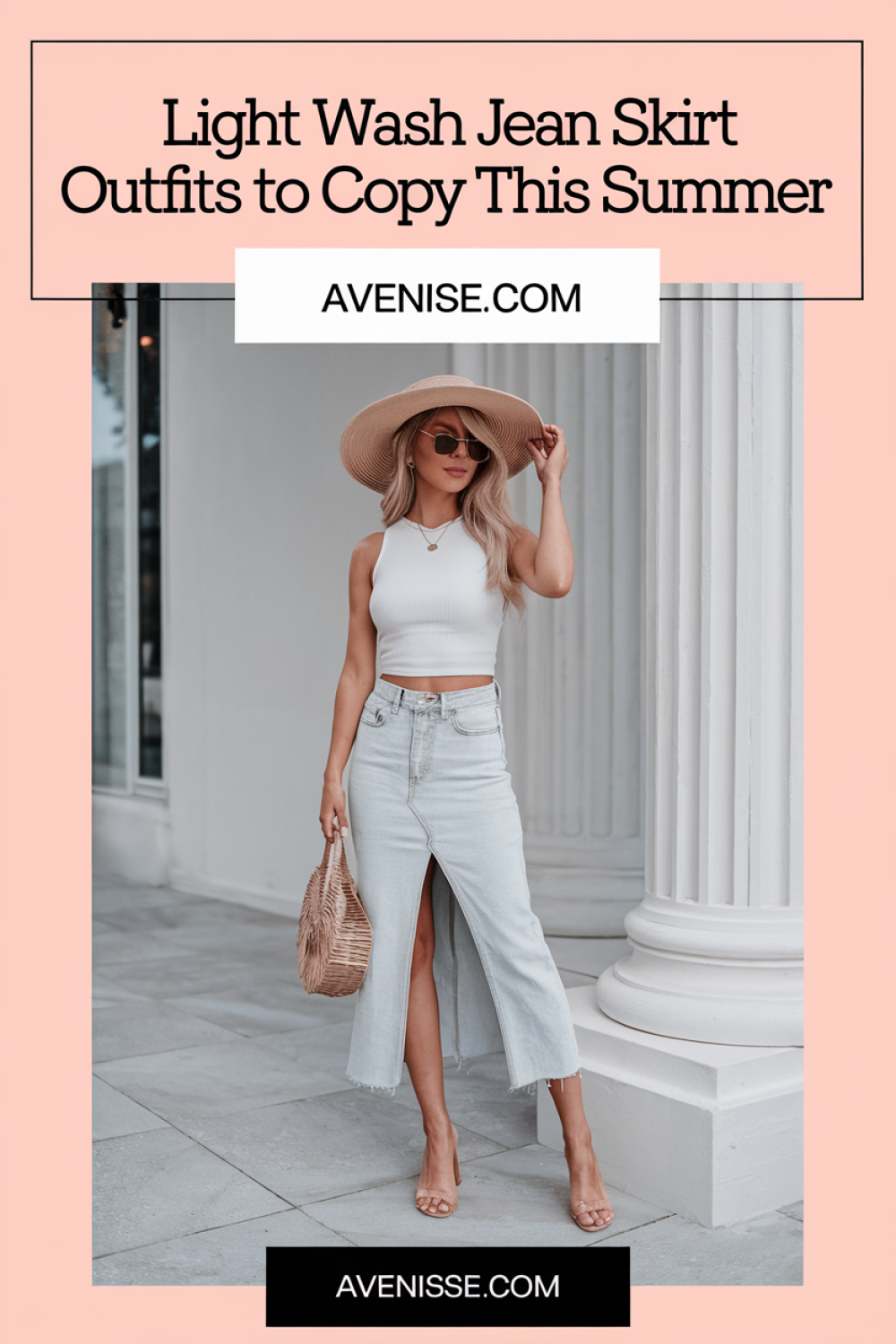 Light Wash Jean Skirt Outfits To Copy This Summer