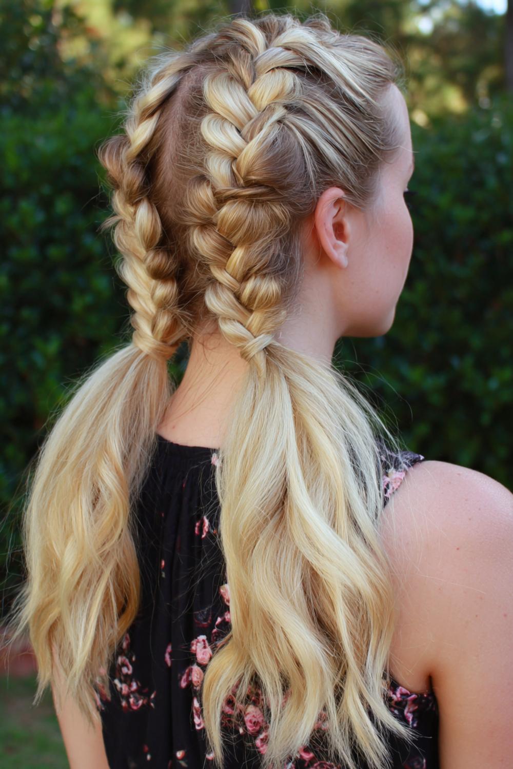 12. Pretty Braided Hairstyles: Twin Dutch Braids into Soft Pigtails