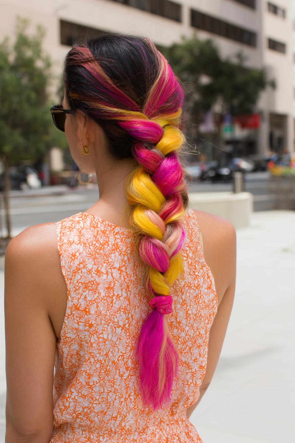 15. Braids Ideas: Scarf-Woven Braid with Bright Summer Color