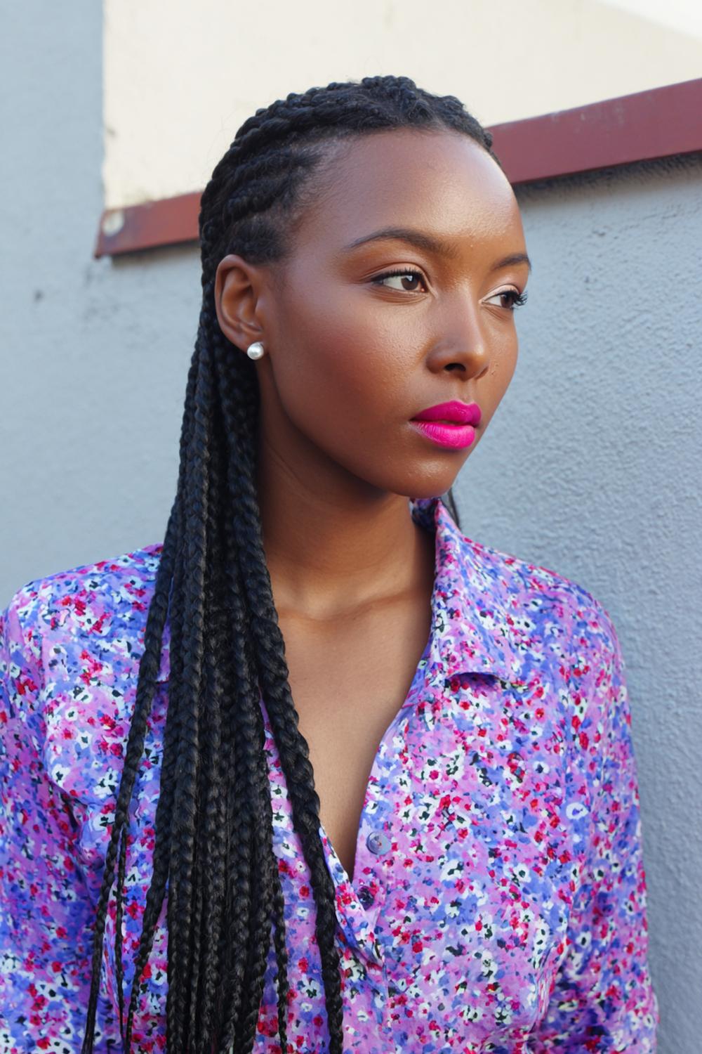 2. Hair Braid Designs: Sleek Side Part Waterfall Braid