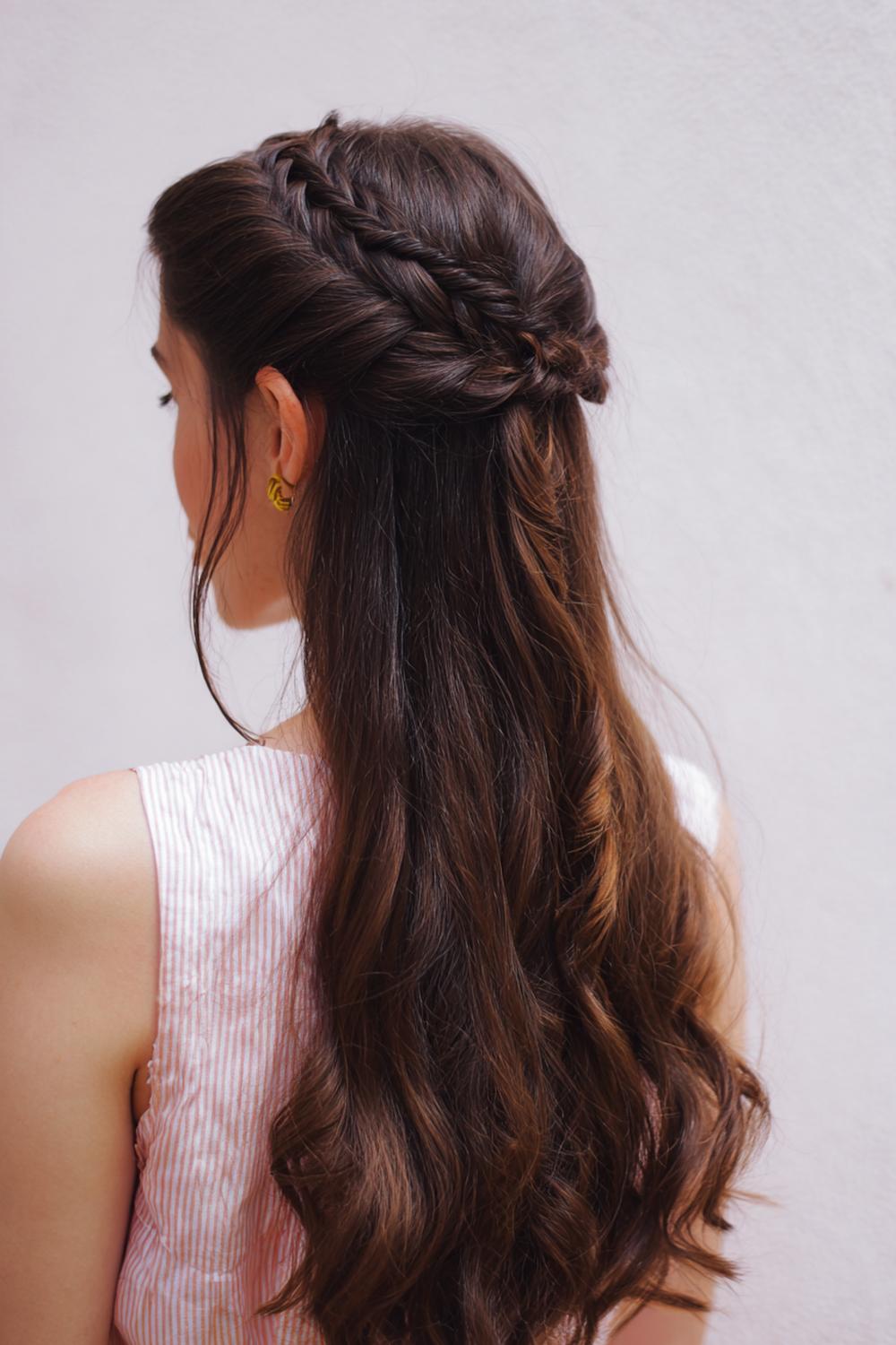 20. Simple Braided Hairstyles: Half-Up Top Knot with Braided Band