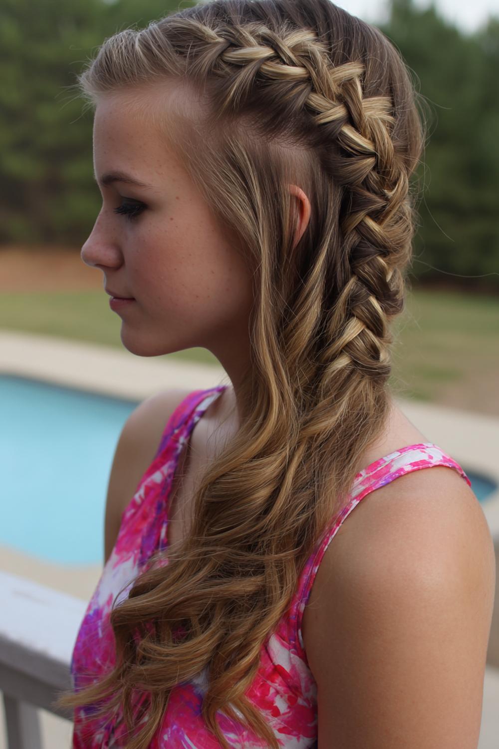 22. Hair Braid Designs: Ladder Braid Accent on One Side