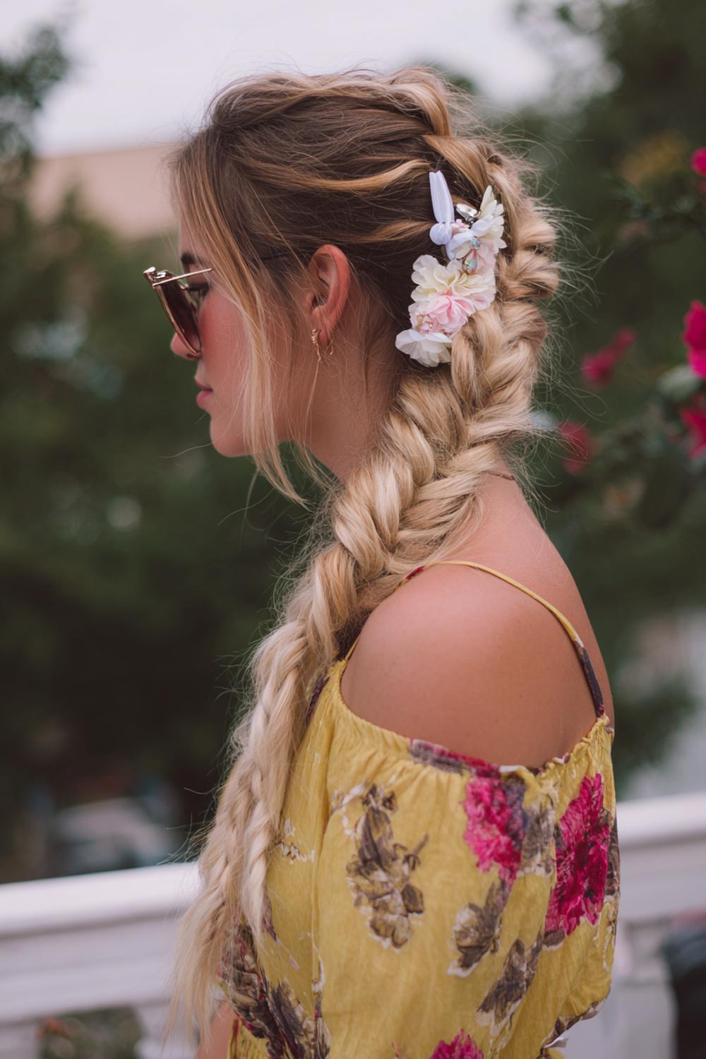 25. Braid Ideas: Chunky Side Braid with Statement Hairpin